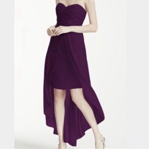 DAVIDS BRIDAL Plum Strapless High Low Dress - Size 0